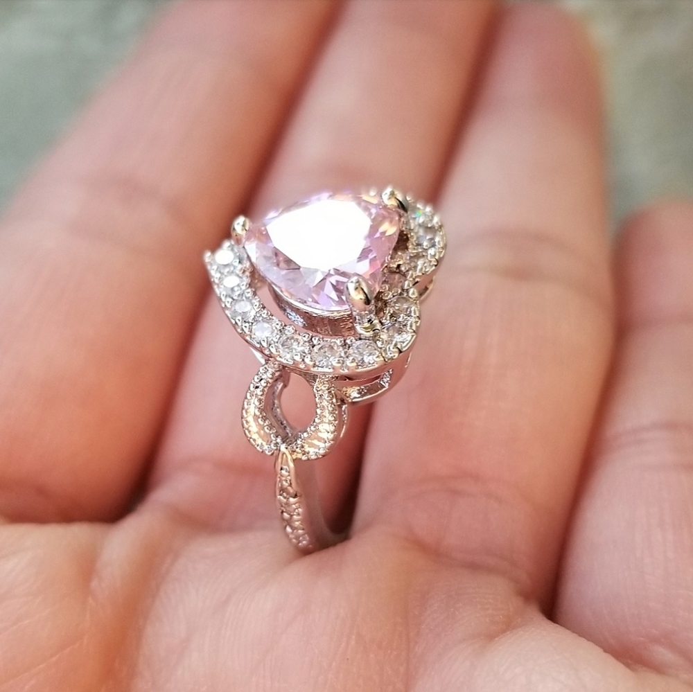 NEW PINK TOPAZ HEART RING - Picture 6 of 7